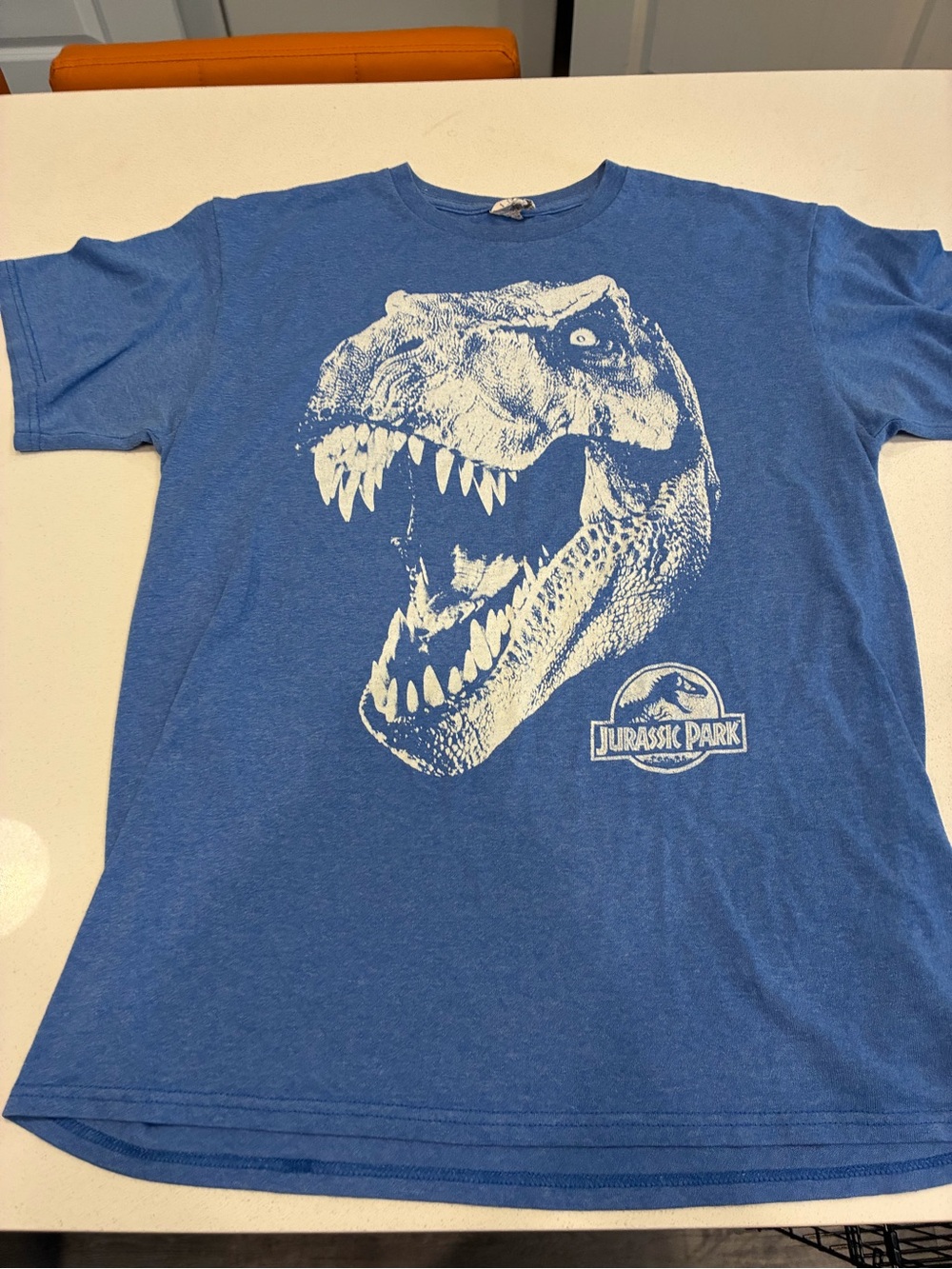 Jurassic Park Men's M Blue T-Rex Logo Graphic Crew Neck Short Sleeve T-Shirt